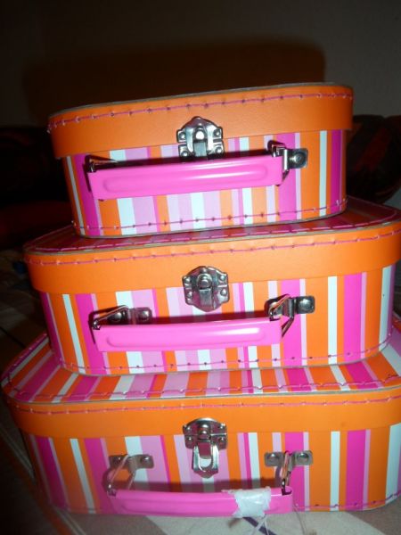 Maletinhas Listradas Rosa/ Laranja